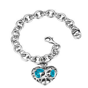 Di Modolo Charm Bracelet with Blue Topaz in Plated Rhodium MSRP 495